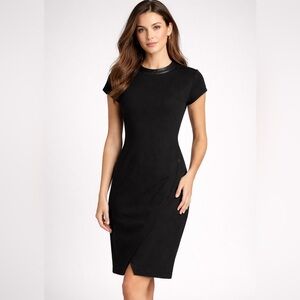 Polo Ralph Lauren Charcoal Gray Sheath Dress Lamb Leather Collar M